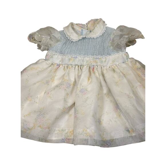 Vintage New York Kids Size 4 Pastel Floral Puff Sleeve Dress USA Made - Picture 15 of 16